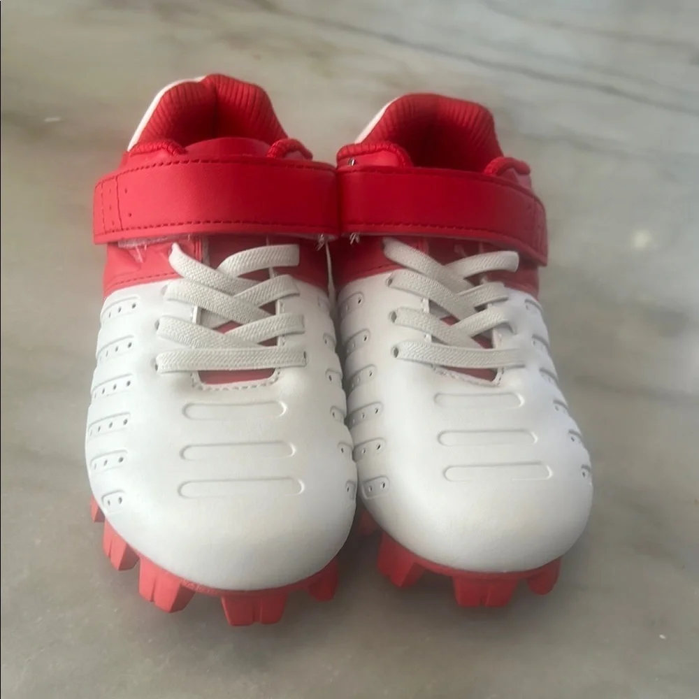Red and White Sneakers with Velcro Strap